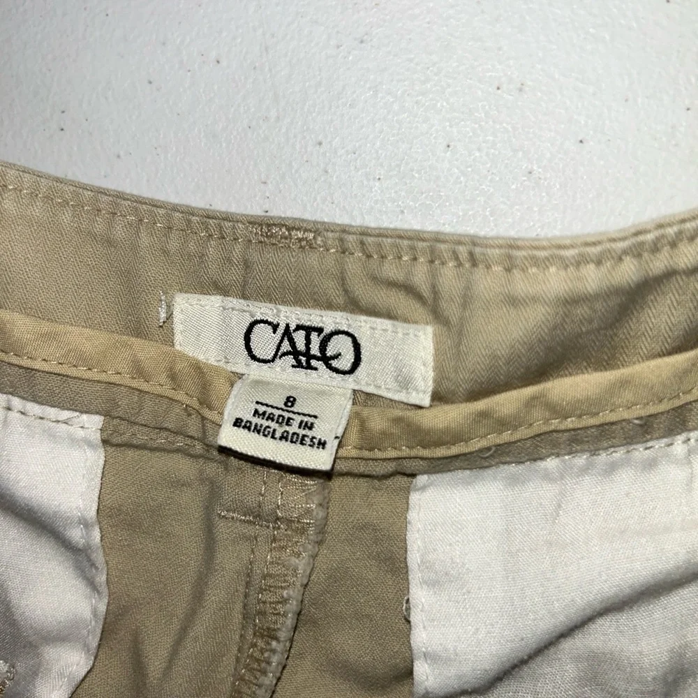 Cato Women Pants 8 Beige Capri Rhinestone City Contemporary Stretch Cargo Modern